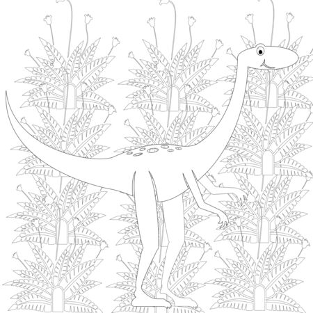 oloring book for children with a dinosaur in cartoon style, tyrannosaurusの写真素材
