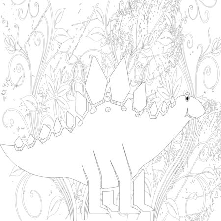 Coloring book for children with a dinosaur in cartoon style, tyrannosaurusの写真素材