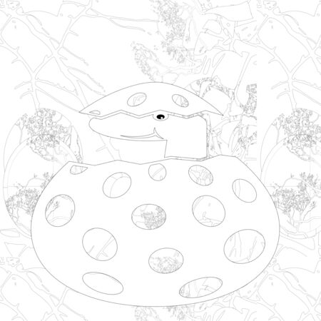 Coloring book for children with a dinosaur in cartoon style, tyrannosaurusの写真素材