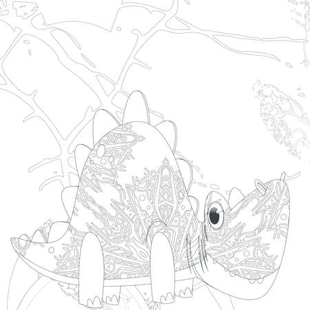 Spinosaurus Dinosaur. Dino Coloring Pages. Animal coloring book pages for Adults.の写真素材