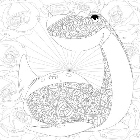 Spinosaurus Dinosaur. Dino Coloring Pages. Animal coloring book pages for Adults.の写真素材