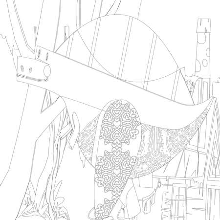 Spinosaurus Dinosaur. Dino Coloring Pages. Animal coloring book pages for Adults.の写真素材