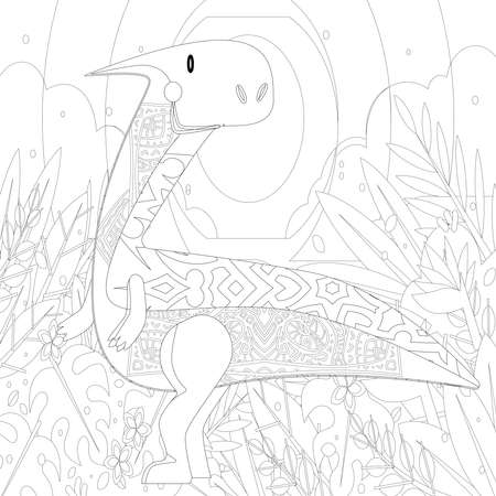 Spinosaurus Dinosaur. Dino Coloring Pages. Animal coloring book pages for Adults.の写真素材