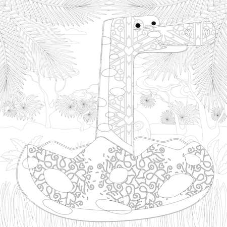 Spinosaurus Dinosaur. Dino Coloring Pages. Animal coloring book pages for Adults.の写真素材