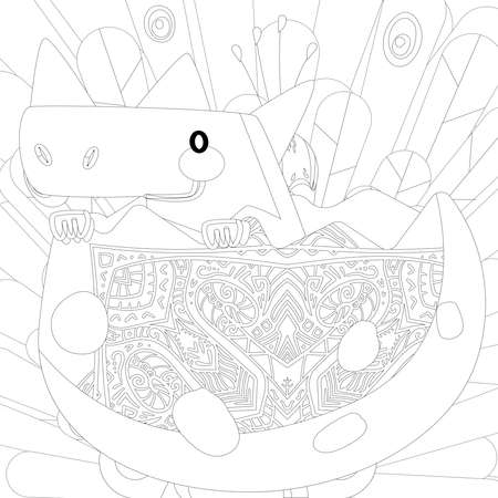 Spinosaurus Dinosaur. Dino Coloring Pages. Animal coloring book pages for Adults.の写真素材