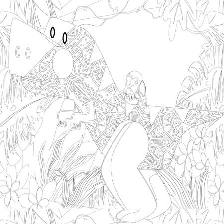 Spinosaurus Dinosaur. Dino Coloring Pages. Animal coloring book pages for Adults.の写真素材