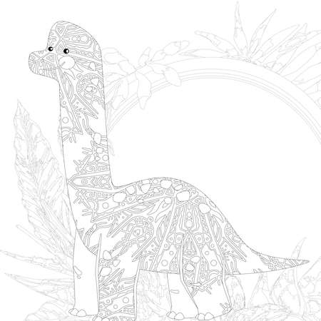 Spinosaurus Dinosaur. Dino Coloring Pages. Animal coloring book pages for Adults.の写真素材