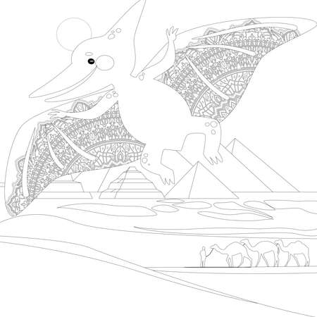 Spinosaurus Dinosaur. Dino Coloring Pages. Animal coloring book pages for Adults.の写真素材