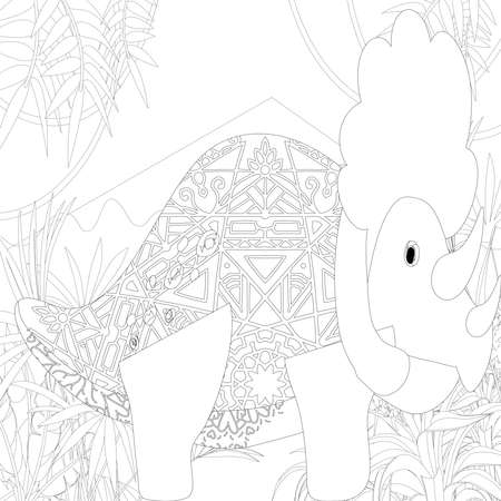 Spinosaurus Dinosaur. Dino Coloring Pages. Animal coloring book pages for Adults.の写真素材