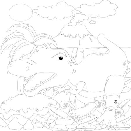 Spinosaurus Dinosaur. Dino Coloring Pages. Animal coloring book pages for Adults.の写真素材