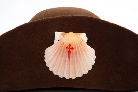 hat pilgrim road to santiago isolated on white background の写真素材