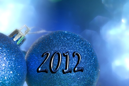 two blue Christmas balls year 2012