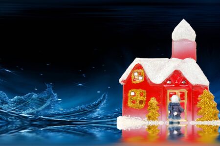 Nativity scene, coming home for Christmasの写真素材