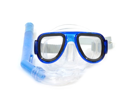 diving mask and snorkel on white backgroundの写真素材