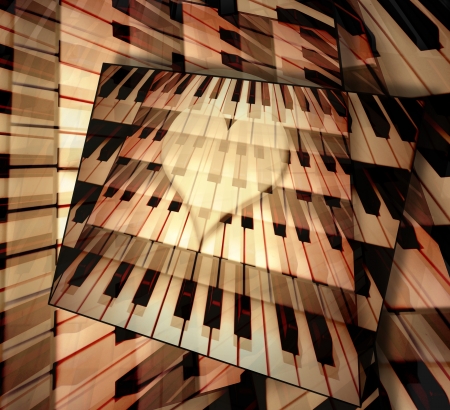 background piano keys and heart, music of loveの写真素材