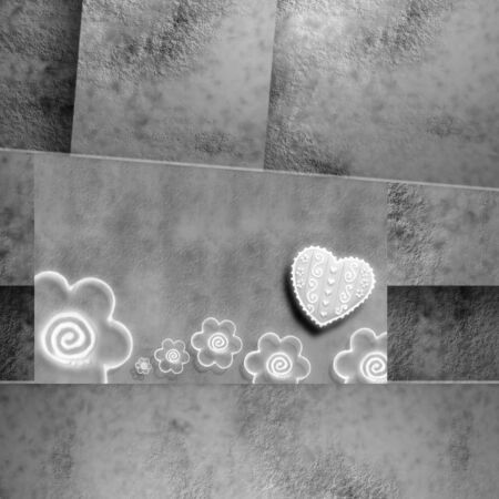 wedding geometric invitation or card lovers, heart and flowers の写真素材