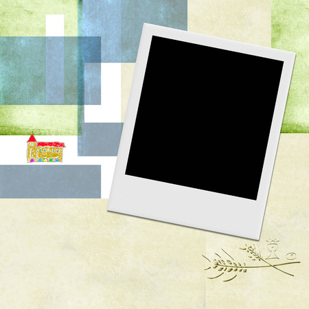  First Holy Communion photo instant frame card background for thank you card or invitation with chalice and ornamental religious symbolの写真素材