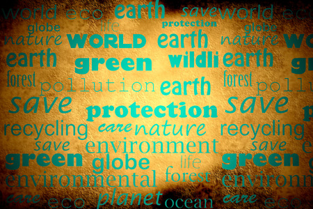 Words on environmental protection in grunge backgroundの写真素材