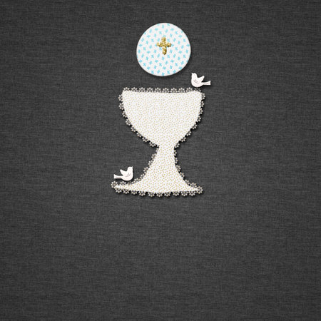 Chalice on a piece of cloth on dark fabric