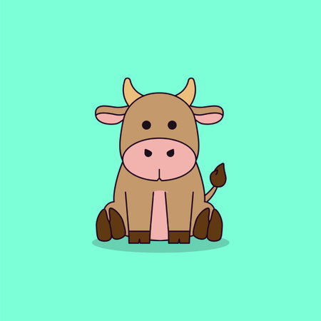Cute cartoon cow. Vector illustration. Isolated on background.のイラスト素材