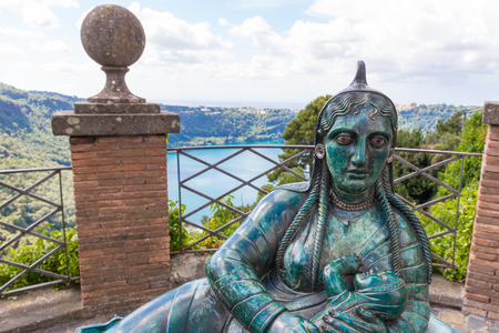 The Mother statue in nemi and the lakeのeditorial素材