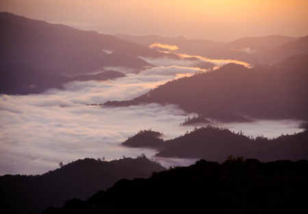 sea of mist around the mountainsの写真素材