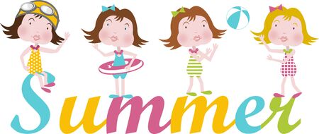 Holidays ? ? ? ? ? summer at the beachのイラスト素材
