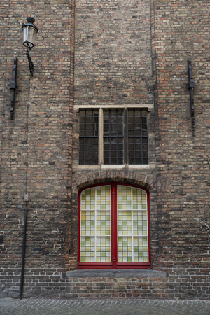 Detail of a typical old house in Bruges, Belgiumの写真素材