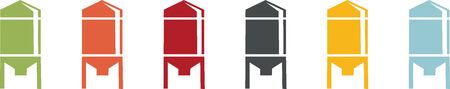 Colored icons of grain silos for agricultureのイラスト素材
