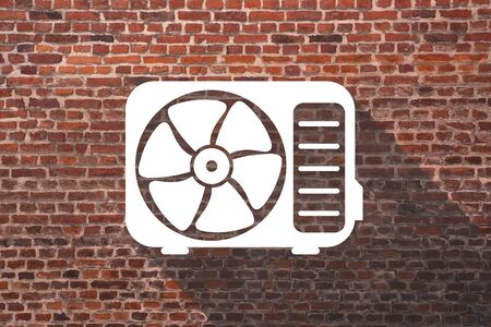 Icon of a reversible heat pump system for air conditioningの写真素材