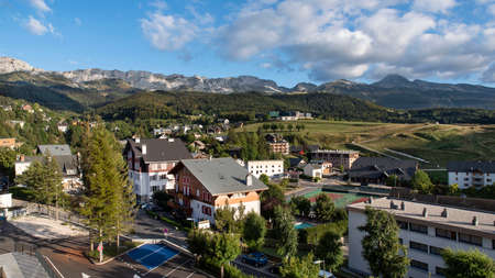 Panorama of the village of Villard de Lans in the Alps in Franceの写真素材