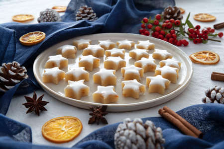 Home-made Christmas star-shaped cakesの写真素材