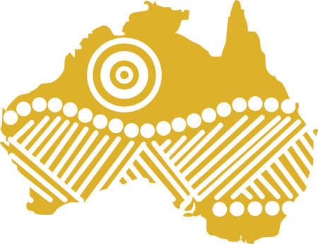 Map of Australia with an aboriginal style geometric patternのイラスト素材