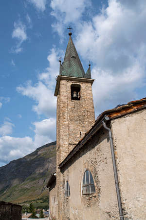 church in a village in the Alps in France in summerの写真素材