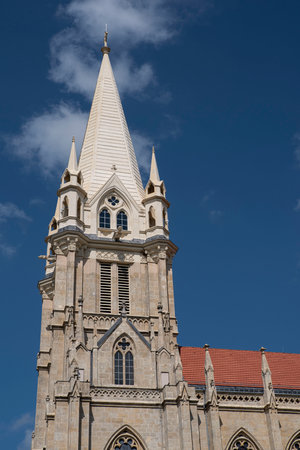 Detail of the exterior of a church in Franceの写真素材