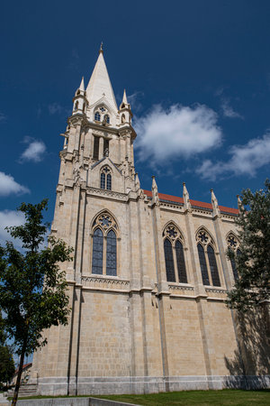 Detail of the exterior of a church in Franceの写真素材