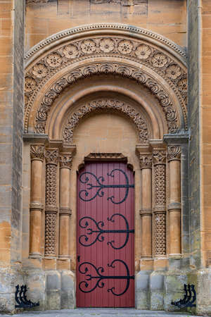Entrance portal of the church of Saint Remi in the city of Charleville-MÃ©ziÃ¨re in Franceの写真素材