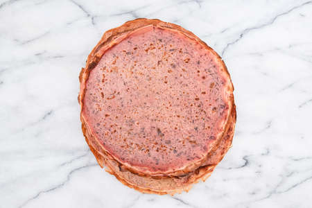 Close-up of pink beetroot pancakesの写真素材