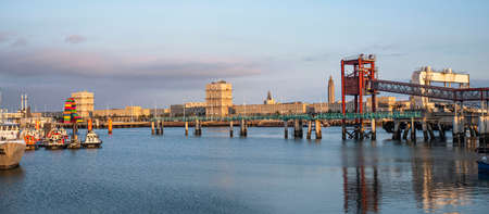 Ferry dock in the port of Le Havre in Franceの写真素材