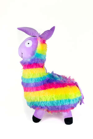 Colorful llama plushies in rainbow colorsの写真素材