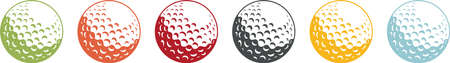 Set of colored golf ball icons