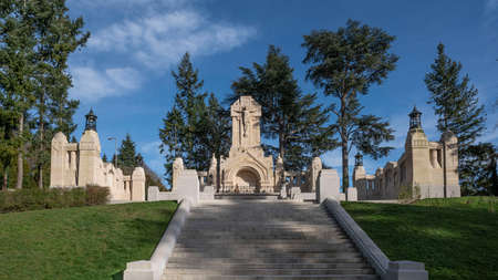 Exterior architecture of the basilica of Lisieux in Normandy, Franceの写真素材