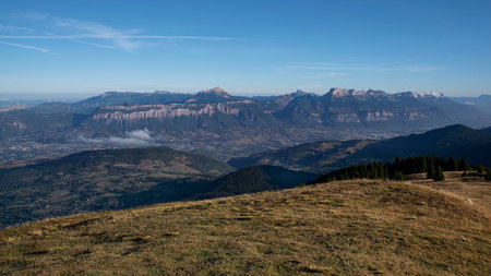 Summer mountain scenery in Chamrousse in the Alps, Franceの写真素材