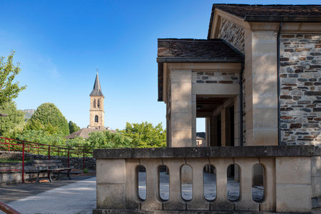 Landscape of the town of FLorac in the nature in France in summerの写真素材