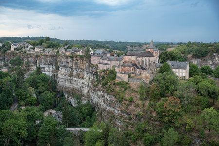 Canyon of Bozouls and its architecture in Aveyron, Franceの写真素材