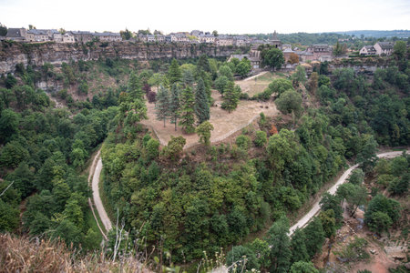 Canyon of Bozouls and its architecture in Aveyron, Franceの写真素材