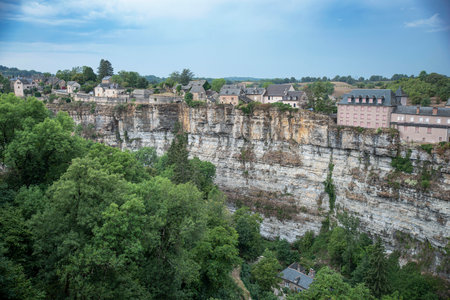 Canyon of Bozouls and its architecture in Aveyron, Franceの写真素材