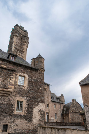 Architecture of the town of Estaing in the Lot valley in Aveyron, Franceの写真素材