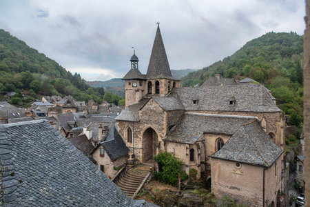 Architecture of the town of Estaing in the Lot valley in Aveyron, Franceの写真素材