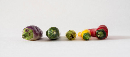Close-up of different colored chilliesの写真素材